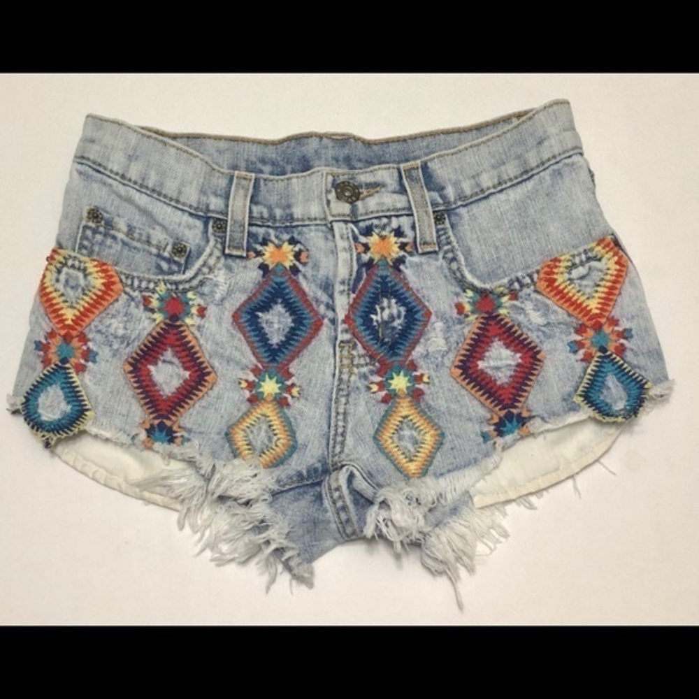 Carmar Print Tribal Boho Denim Shorts